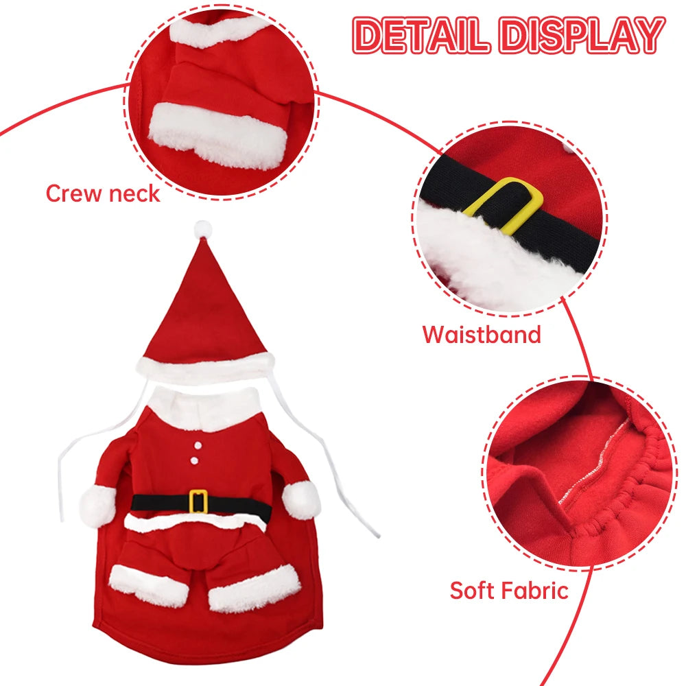 New Year Christmas Cat Costumes Funny Santa Claus Clothes For Small Cats Dogs Xmas Pet Cat Clothing Winter Kitty Kitten Outfits