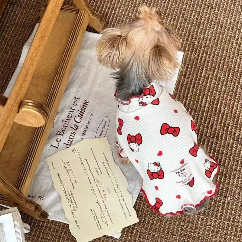 2025 New Pet Clothes Disney Kt Cat Pet Cats And Dogs Anti-Shedding Breathable Cute Bubble Sleeve Shih Tzu Cute Pet Clothes