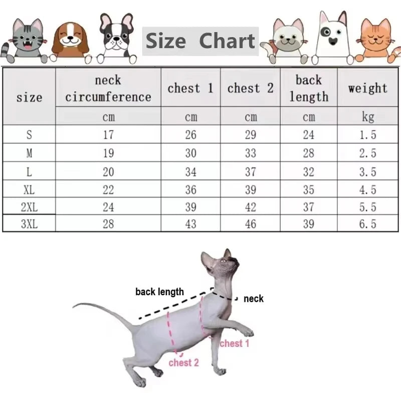 Soft Cotton Coat for Sphynx Spring Floral Jumpsuit for Hairless Cat 4-Legged Sweatshirt for Kittens Autumn Pajamas ForDevon Rex