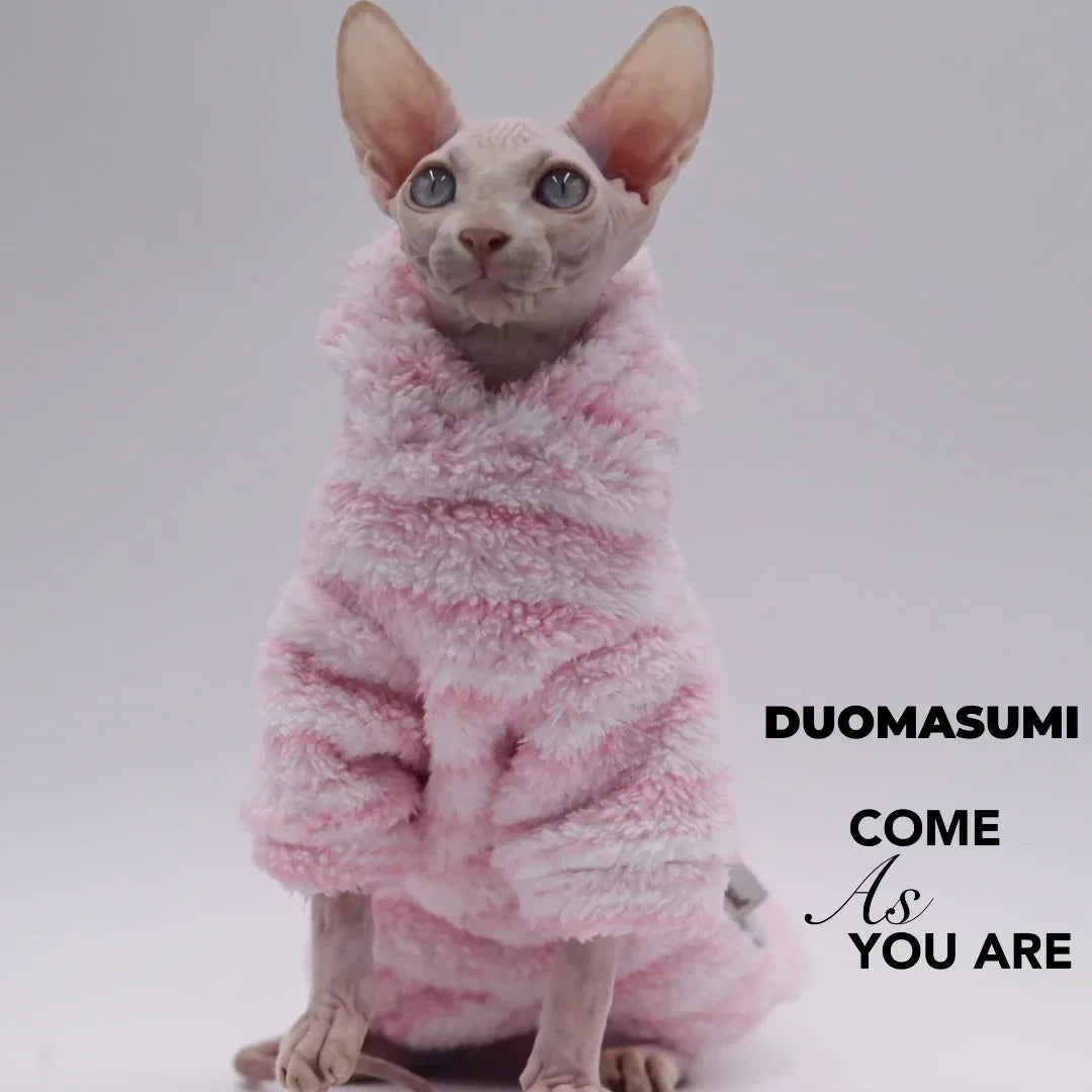 DUOMASUMI Soft Double-sided FluffY Winter Jacket Warmth Coat for cat Thickening Sphinx Sphynx Cat Clothes Hairless Cat Outfits