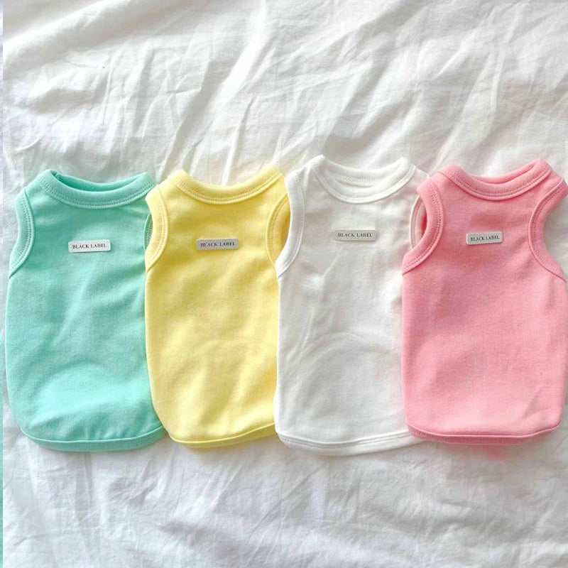 Dog Vest Puppy Clothes Summer Pet Clothing Cotton Bear Print T-Shirt Striped Dog Shirt Chihuahua Korean Style Girls Dog Costume