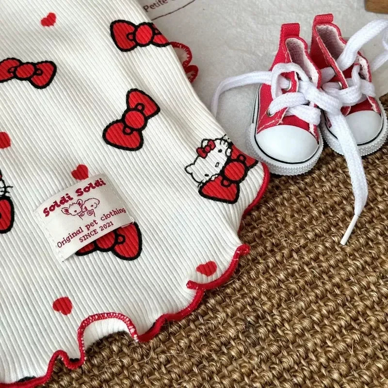 2025 New Pet Clothes Disney Kt Cat Pet Cats And Dogs Anti-Shedding Breathable Cute Bubble Sleeve Shih Tzu Cute Pet Clothes