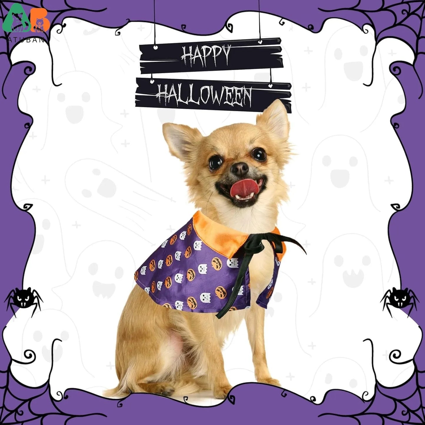 ATUBAN Cat Halloween Costumes,Wizard Cloak Vampire Cat Apparel,Small Dog Witch Clothes Cosplay Outfit for Halloween Themed Party