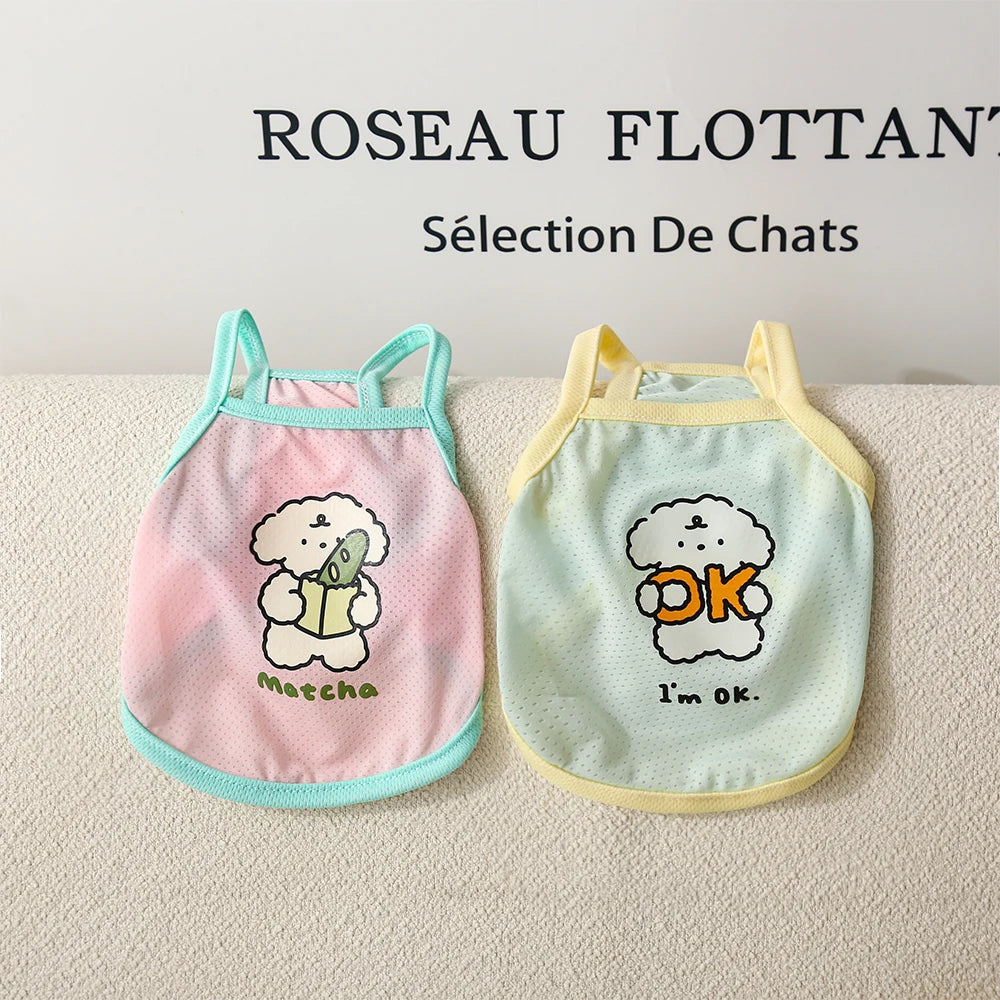Pet Cool Clothes with Small Straps for Spring and Summer Cool and Breathable Ice Silk Straps for Cats and Dogs Cooling and Com