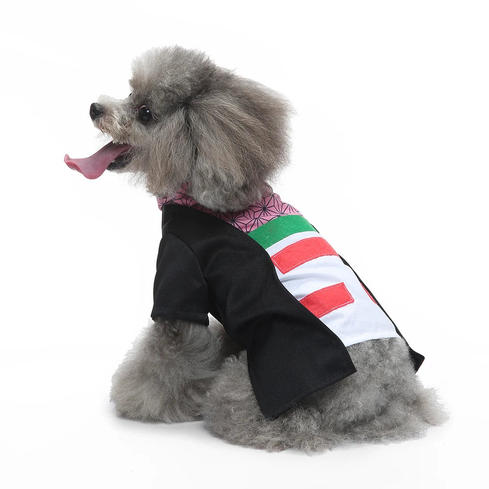 Pet Halloween Costume for Small Dogs and Cats – Cosplay Outfit for Puppy Kitten Japanese Kimono Dress Up