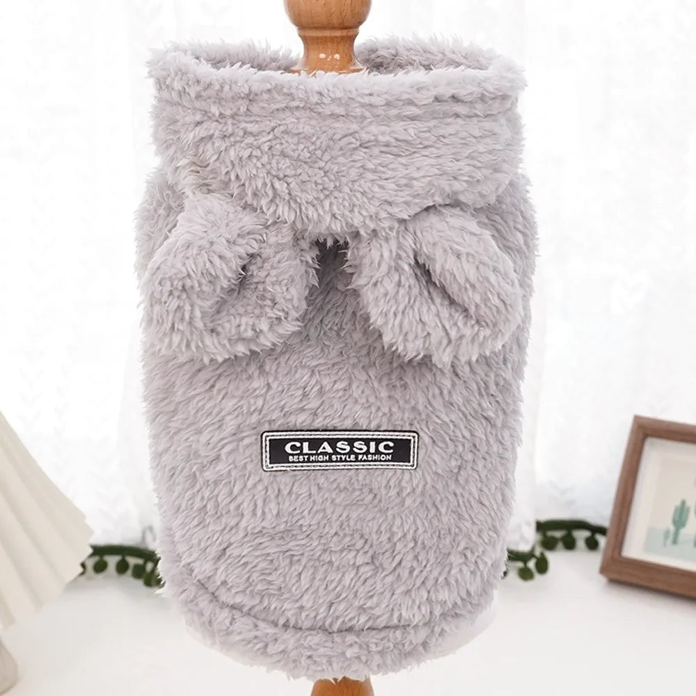 High Quality Autumn Winter Pet Puppy Cat Clothes Plush Rabbit Ears Coat Soft Warm Pet Supplies