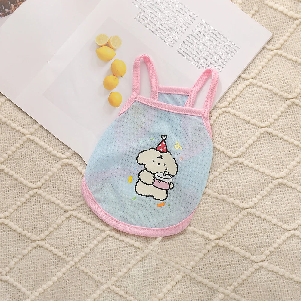 Pet Cool Clothes with Small Straps for Spring and Summer Cool and Breathable Ice Silk Straps for Cats and Dogs Cooling and Com