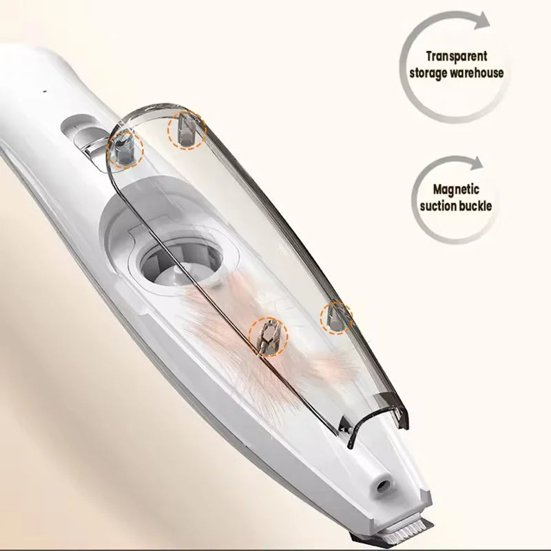 2-In-1 Hair Suction Pet Shaver, Dog Paw Trimmer, Cat Ear Trimmer, Low Noise, With Suction Electric Dog GroomerRechargeable USB