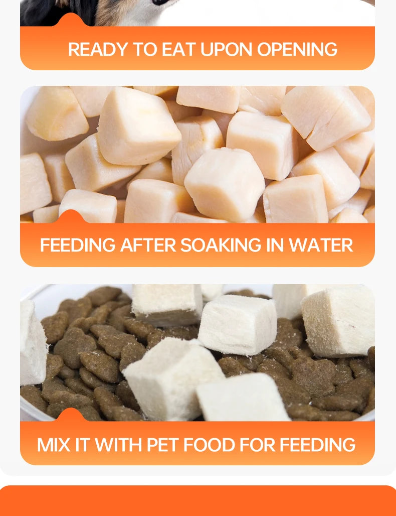 chanbuni Dog Snack Dog Feeding Snacks Dogs Dog Food Pet Treats Chicken Breast Cubes Raw Flesh and Blood Protein Nutrition 100g