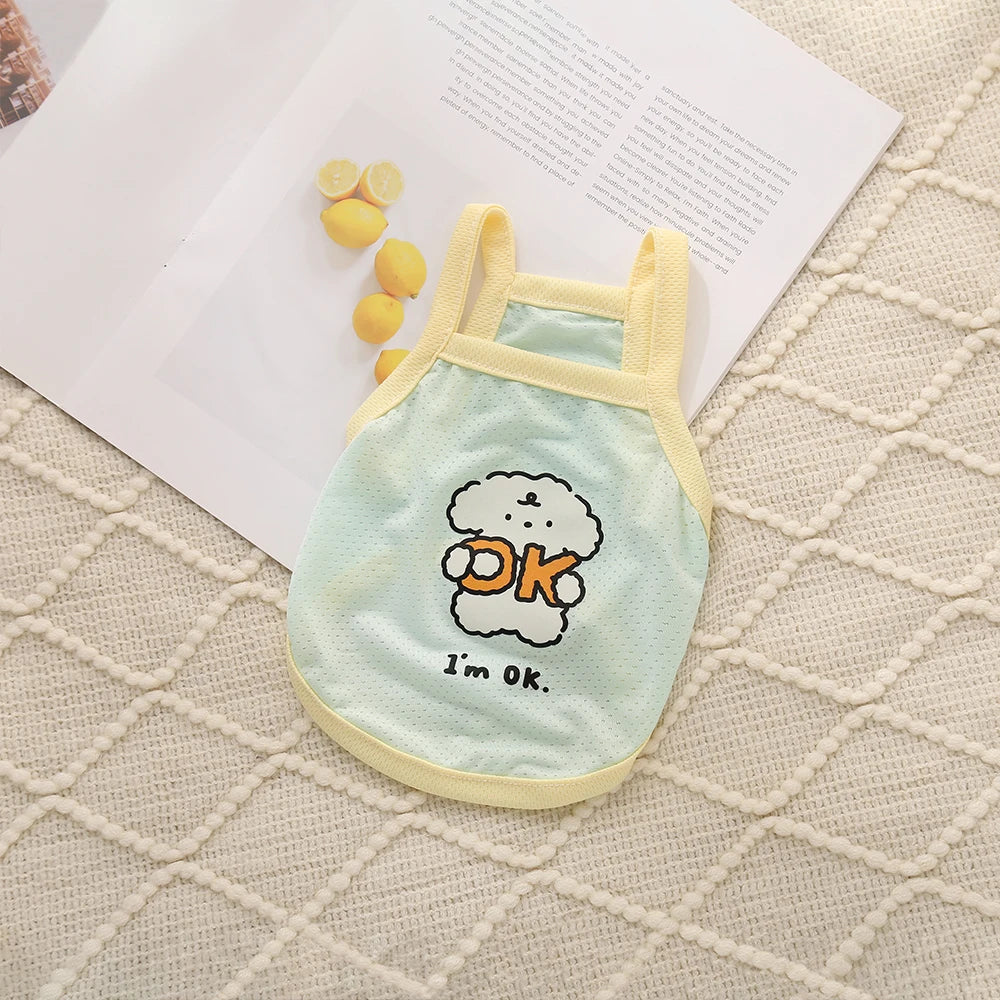 Pet Cool Clothes with Small Straps for Spring and Summer Cool and Breathable Ice Silk Straps for Cats and Dogs Cooling and Com