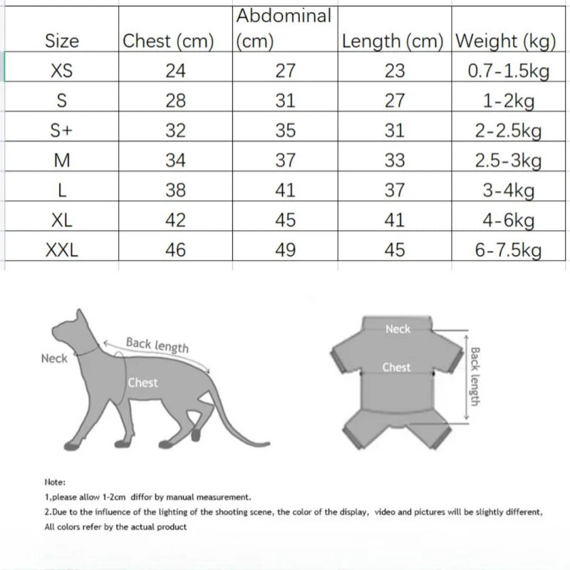 Winter Clothes for Cat, Stripped Cotton 4-legged Coat For Sphnx,Long sleeves Undershirt for Kittens, Devon Rex Jumpsuit