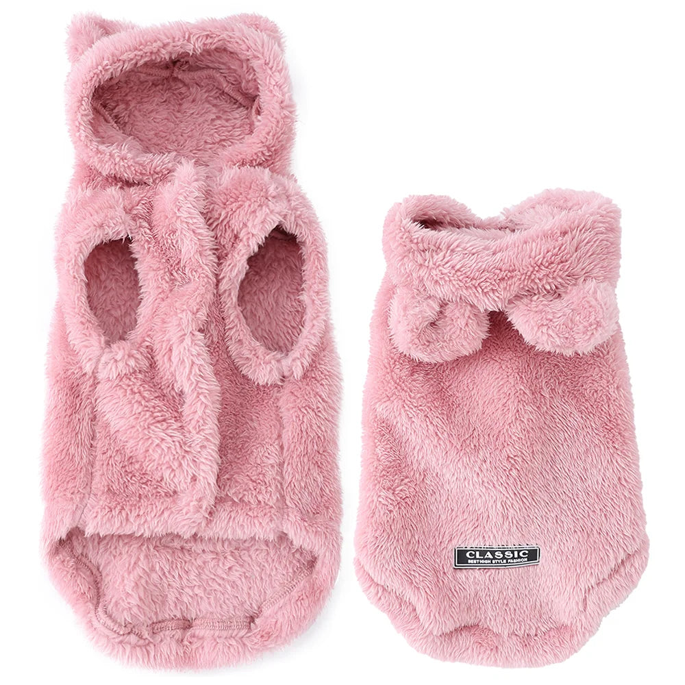 Cute Cat Clothes Rabbit Ears Winter Warm Cozy Plush Pet Coat For Small Medium Dogs Cats Puppy Soft Kitty Sphynx Chihuahua Hoodie