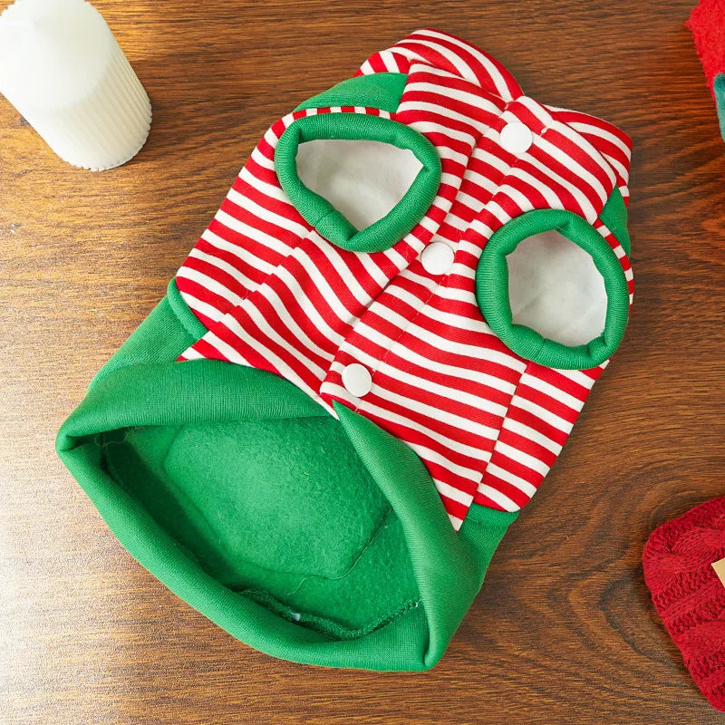 Christmas Elk Warm Jumpsuits Winter Fleece Pet Overalls for Small Medium Dogs Cats Clothes Puppy Pajamas Christmas Teddy Outfit