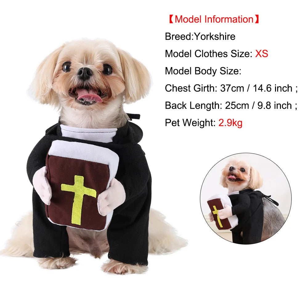 Cute Cat Cosplay Costumes Funny Bible Cross Print Halloween Dress Up Kitten Clothes Christ Jesus Pet Costume for Small Big Dogs