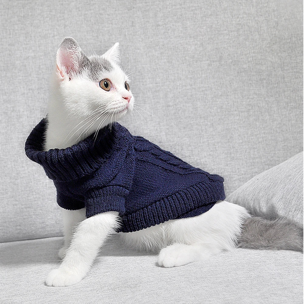 Pet Cat Sweater Winter Warm Cotton Cat Clothes Knitted Puppy Sweater Kitten Cloth Cat Vest For Small Medium Cats Dogs Chihuahua