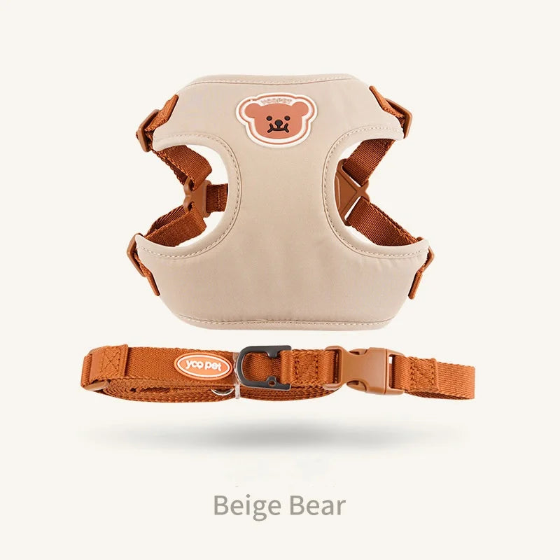 Cute Bear Pet Harness Leash Set Dog Vest Harness Strap Adjustable Breathable Harness for Puppy Cat Dog Supplies