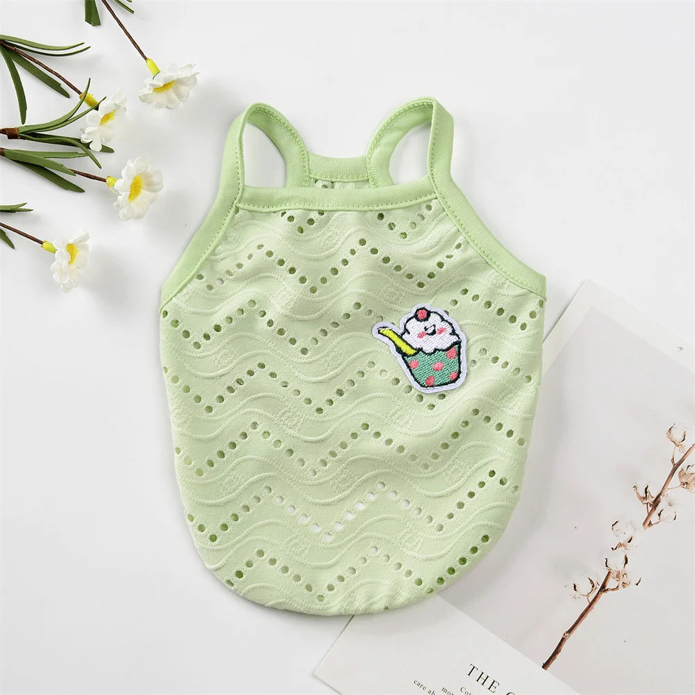 Cat Puppy Hollow Out Camisole Vest Summer Summer Breathable Pet Clothes for Small Dogs Cats Kitten Clothing Outfit