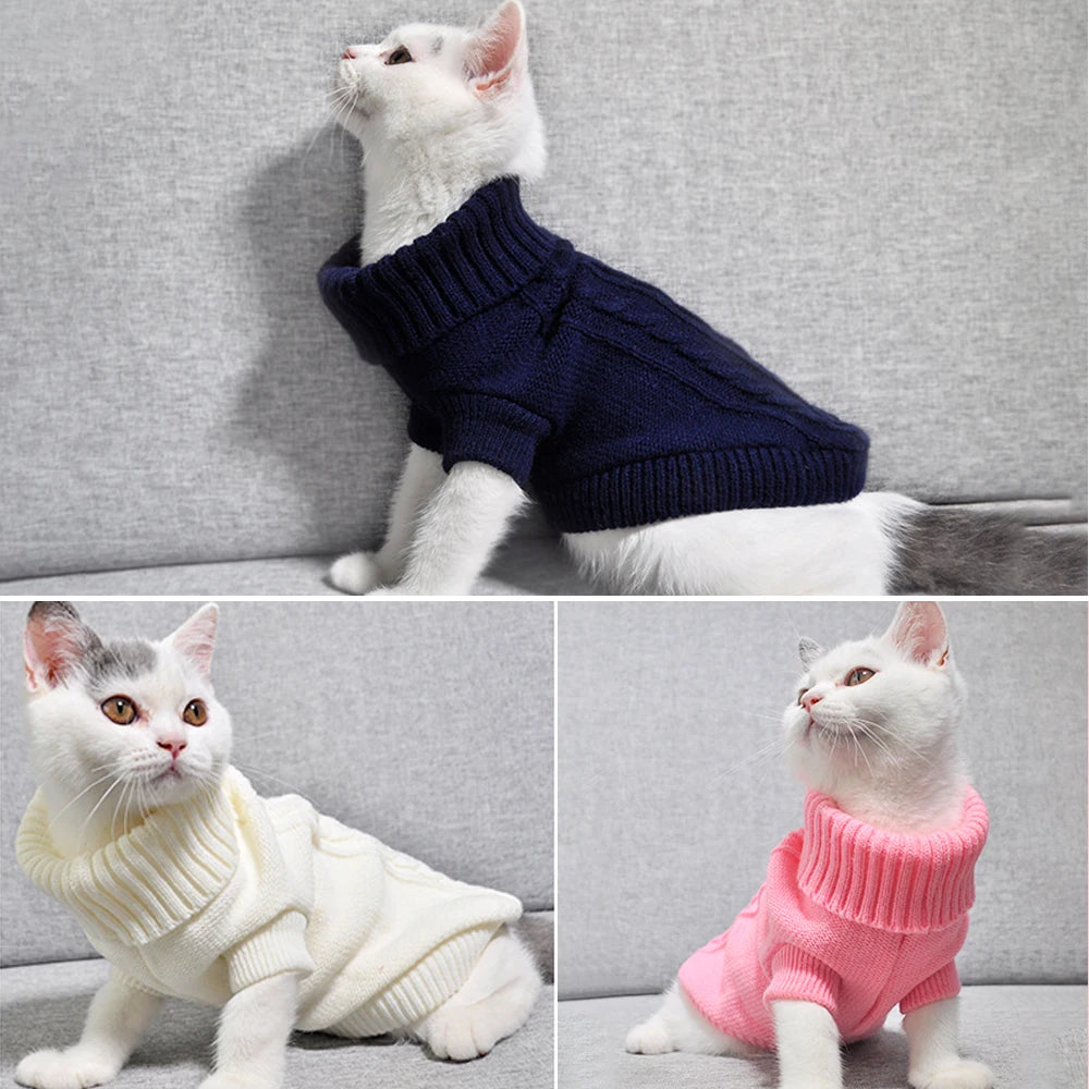 Pet Cat Sweater Winter Warm Cotton Cat Clothes Knitted Puppy Sweater Kitten Cloth Cat Vest For Small Medium Cats Dogs Chihuahua