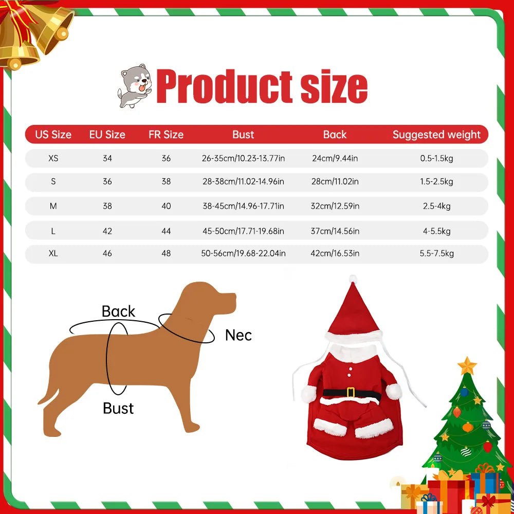 New Year Christmas Cat Costumes Funny Santa Claus Clothes For Small Cats Dogs Xmas Pet Cat Clothing Winter Kitty Kitten Outfits
