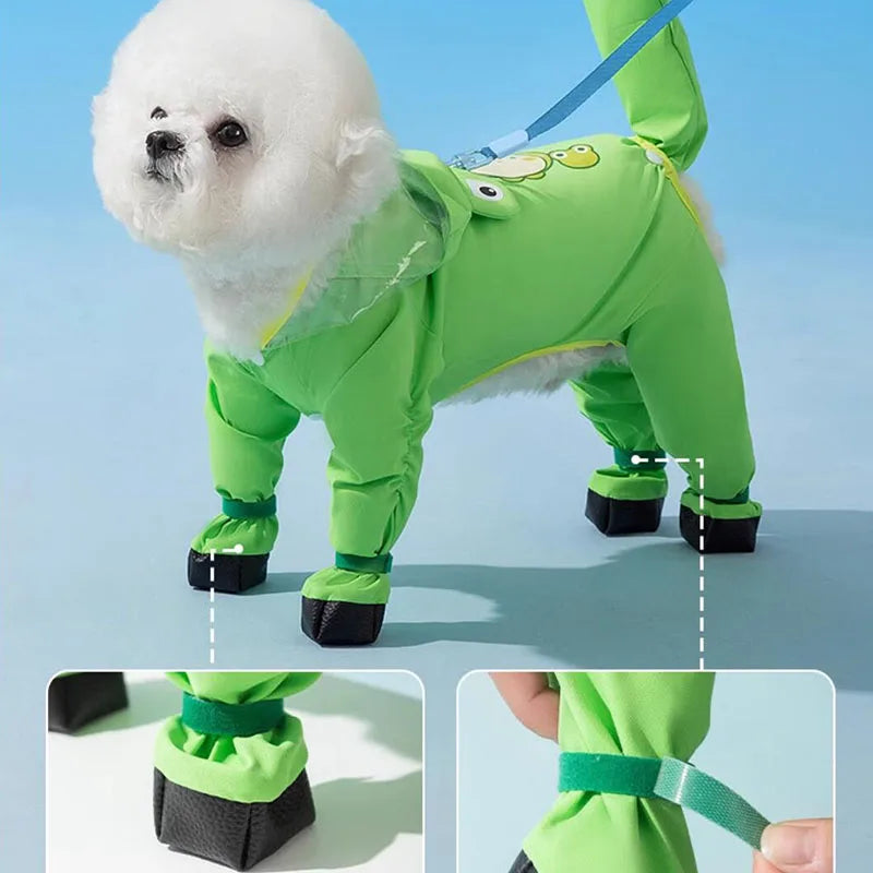Dog outdoor raincoat, Little dog raincoat, waterproof on all four feet, pet accessories, small and medium-sized dogs