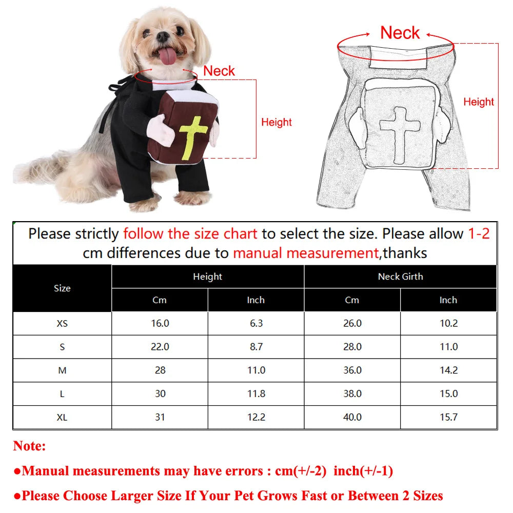 Cute Cat Cosplay Costumes Funny Bible Cross Print Halloween Dress Up Kitten Clothes Christ Jesus Pet Costume for Small Big Dogs