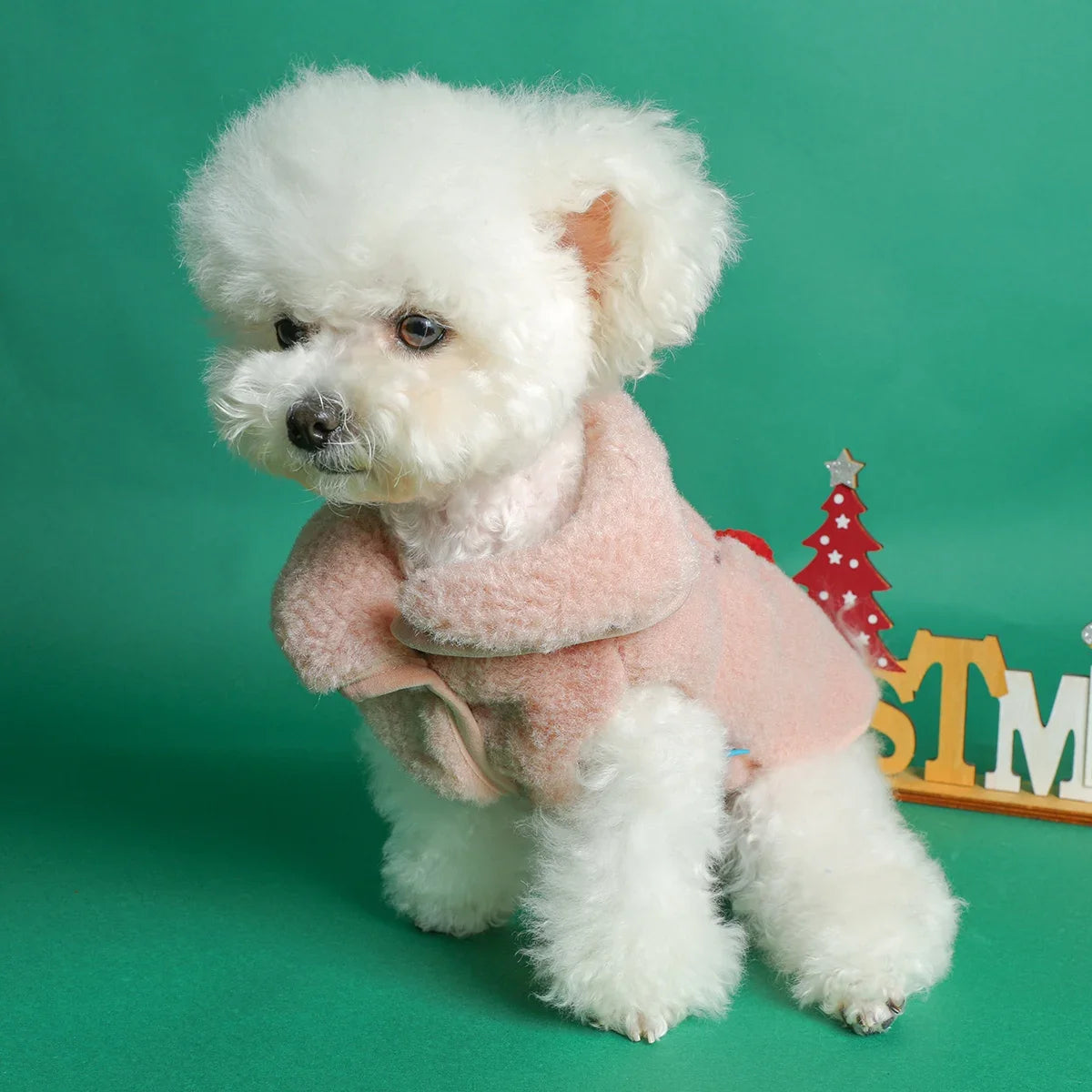 Christmas Pink Elk Three-dimensional Red Nose Pet Clothes Dog Cat Autumn and Winter Thickened Warm Sleeveless Coat