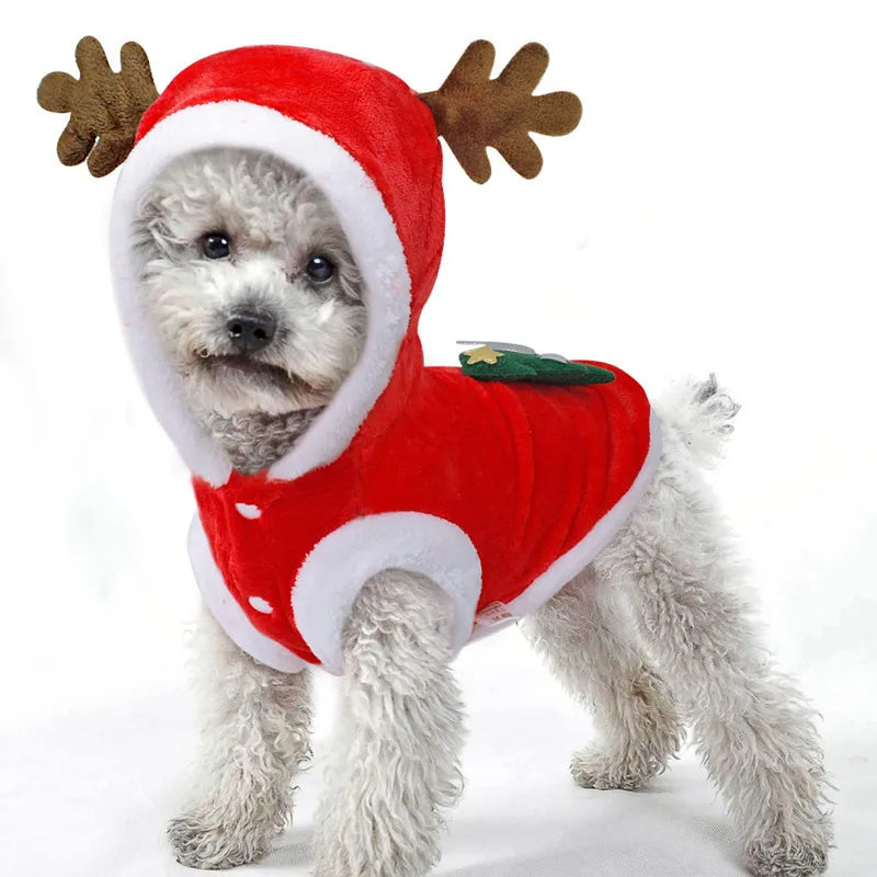 Pet Cats Dogs Christmas Clothes Winter Chihuahua Pug Costume Flannel Warm Festive Coat Puppy Accessories Pet Clothing Gift