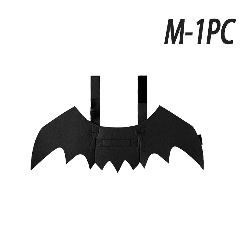 Halloween Pet Costume Bat Wings with Bell Chest Back Strap Dog Cat Clothes for Party Cosplay Holiday Decoration Use