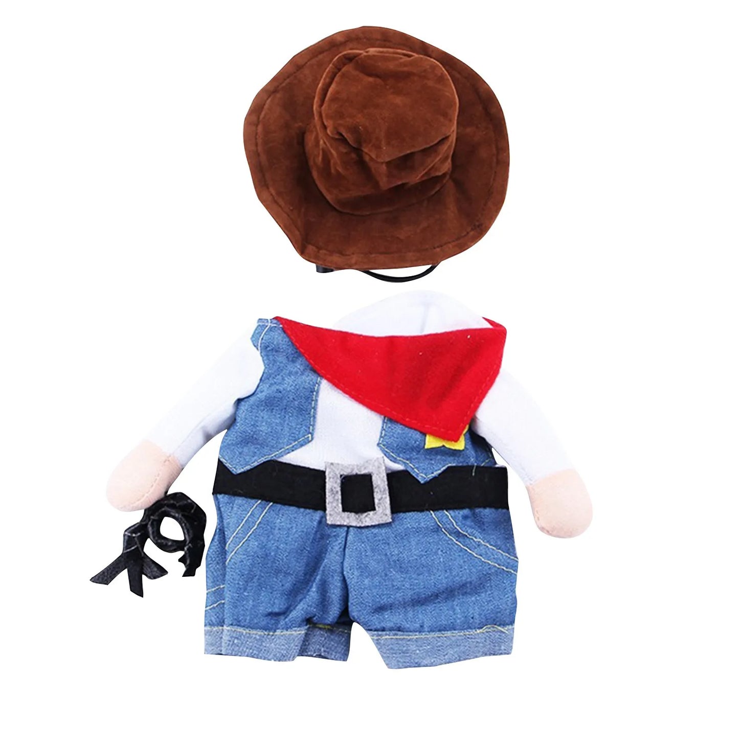 Pet Cat Cowboy Costume Funny Halloween Cat Costume Halloween Pet Jumpsuit*1 Red Scarf*1 Hat Set Cosplay Cat Accessories