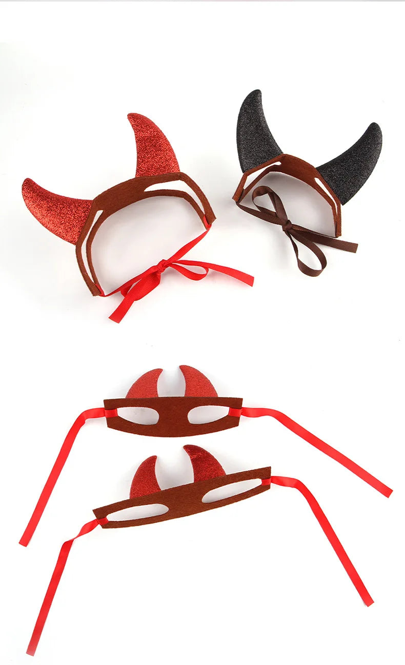 ATUBAN Halloween Pet Costume 2PC Cute Cat Dog Cosplay Devil Hat Headband Adjustable Vampire Cloak Funny Hair Hoop Cape for Cats