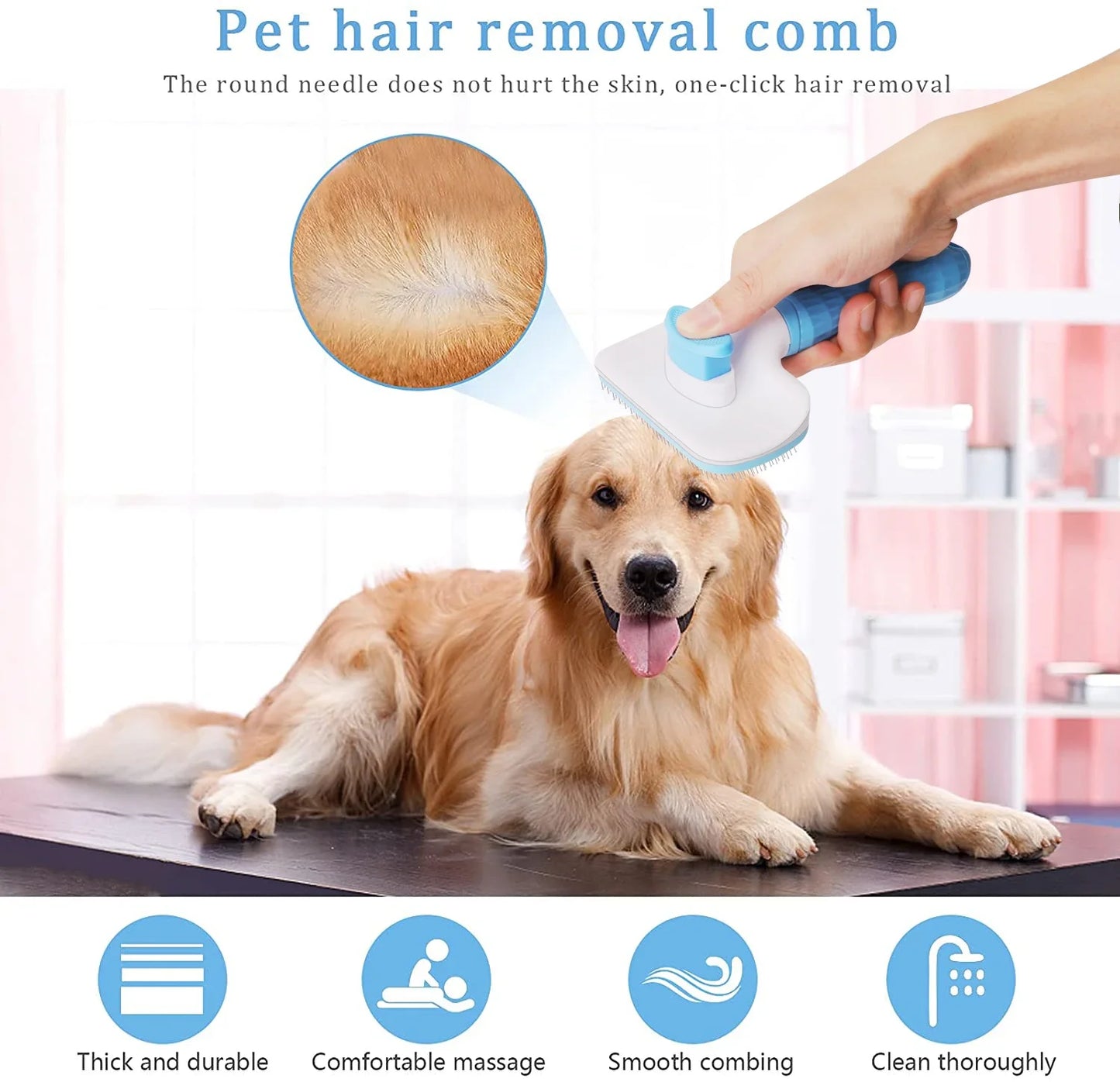 Dog Hair Remover Brush Cat Hair Grooming and Care Comb for Long Hair Dog Pet Removes Hairs Cleaning Bath Brush Pet Supplies