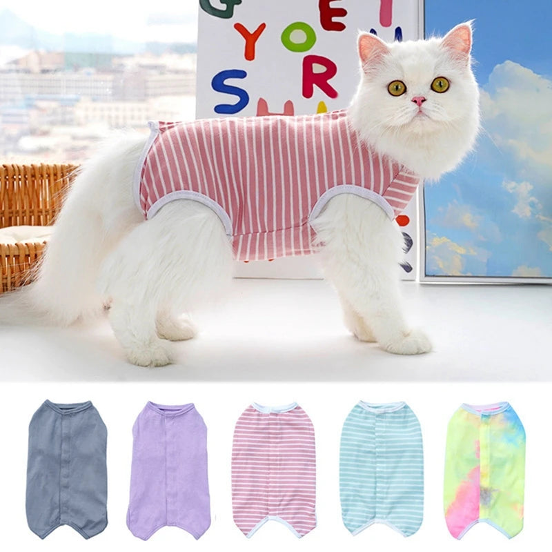 Cat Recovery Suit Puppy Dog Kitten Surgery Recovery Bodysuit for Abdominal Wound Protector Anti Licking Vest Pets Clothing