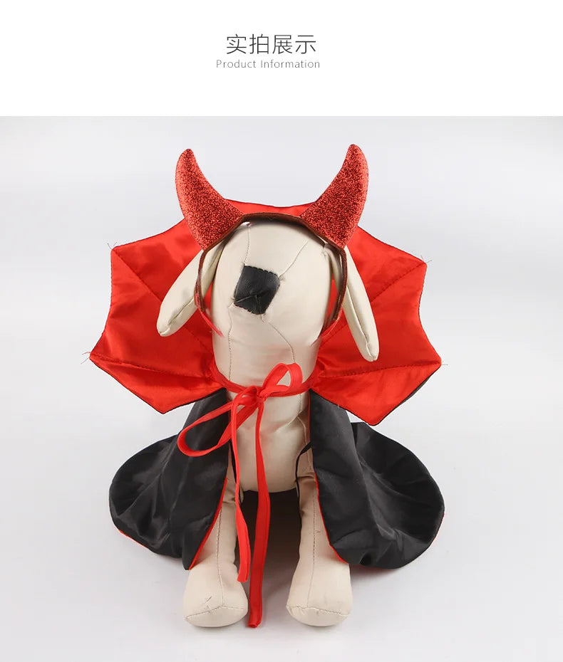 ATUBAN Halloween Pet Costume 2PC Cute Cat Dog Cosplay Devil Hat Headband Adjustable Vampire Cloak Funny Hair Hoop Cape for Cats