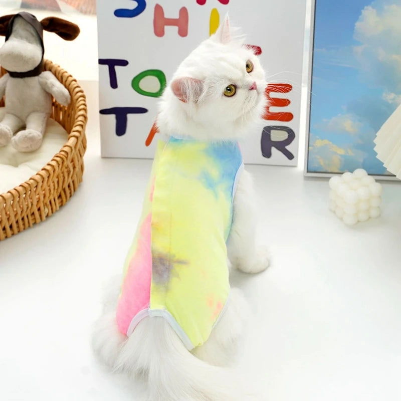 Cat Recovery Suit Puppy Dog Kitten Surgery Recovery Bodysuit for Abdominal Wound Protector Anti Licking Vest Pets Clothing