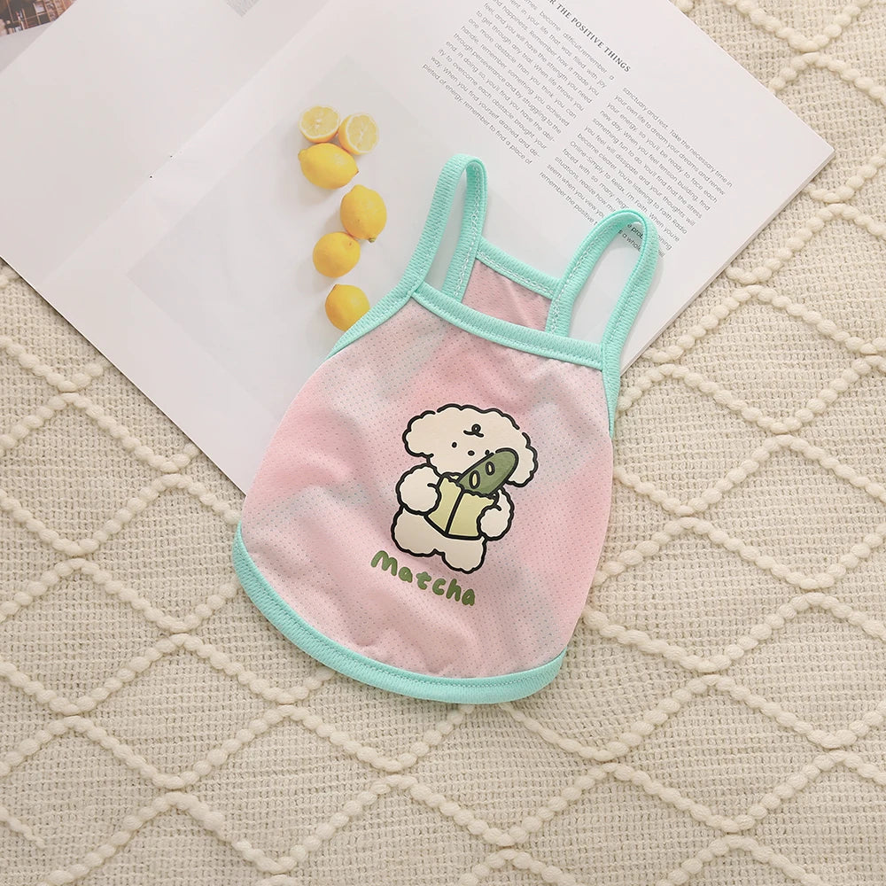 Pet Cool Clothes with Small Straps for Spring and Summer Cool and Breathable Ice Silk Straps for Cats and Dogs Cooling and Com