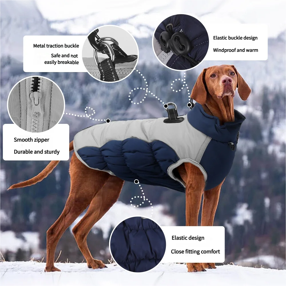 Winter Warm Dog Clothes French Bulldog Puppy Jacket Coat Waterproof Pet Clothing Outfit Vest for Small Medium Large Dogs