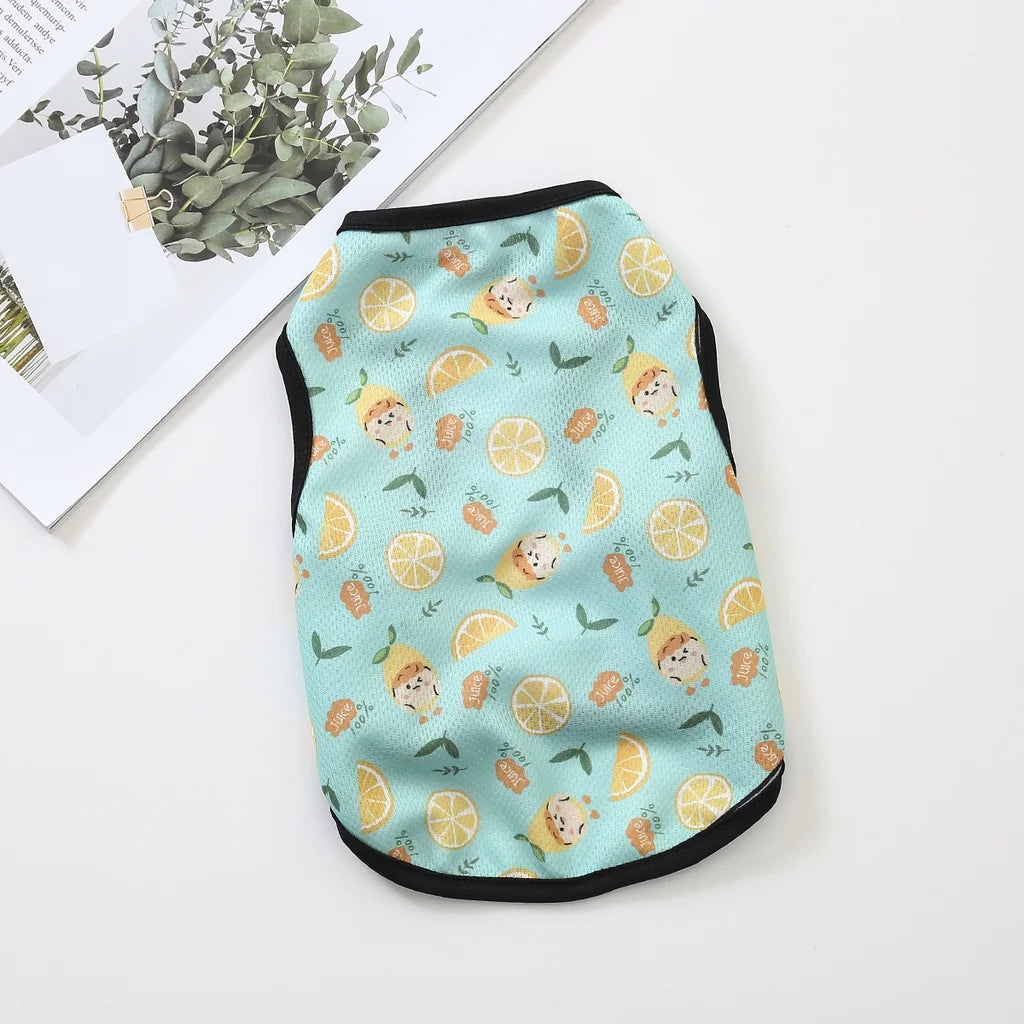Cartoon Cute Pet Dog Costume Print Dog Sweatshirt Breathable Chihuahua Teddy Tank Top XS-2XL