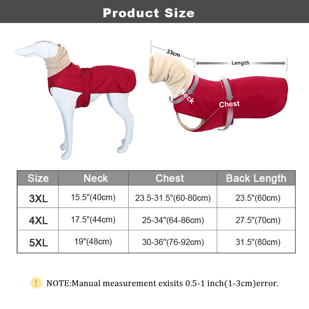 Waterproof Warm Dog Clothes Thick Winter Large Dogs Jacket Coat Vest Pet Clothing Vest With High Collar for Medium Large Dogs