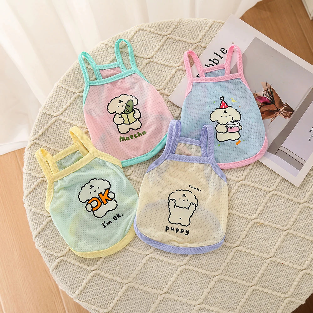 Pet Cool Clothes with Small Straps for Spring and Summer Cool and Breathable Ice Silk Straps for Cats and Dogs Cooling and Com