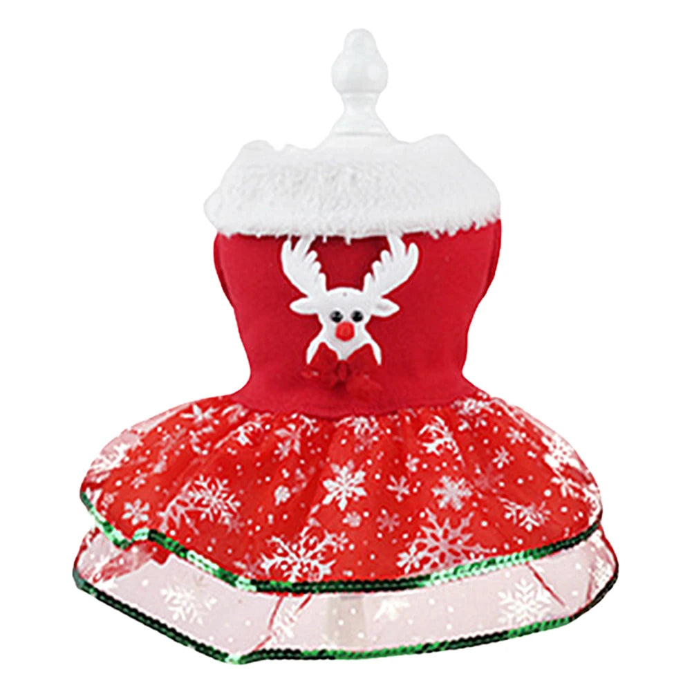 Christmas Bling Dog Dress Puppy Holiday Thermal Clothes Christmas Theme Dog Dress Outfit Christmas Dress Up Supplies