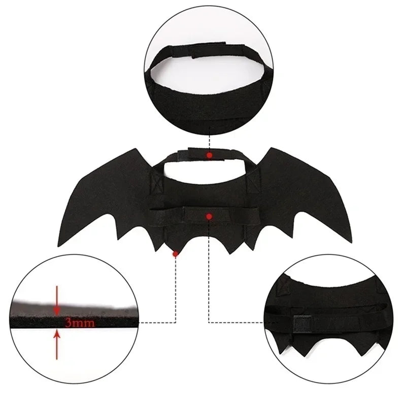 1PC Cute Pet Black Bat Wings Harness Costume Pet Cosplay Suit Cat Dog Halloween Party Pet Supplies Funny Dog Halloween Costume