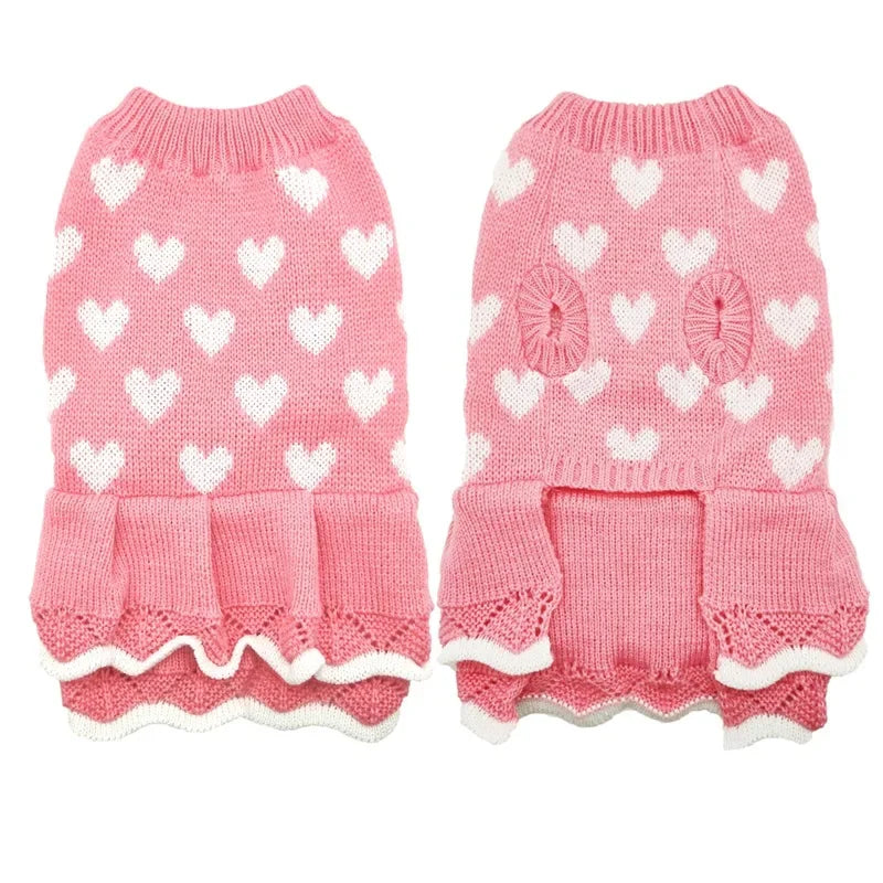 New Christmas Pet Cat Puppy Clothes for Small Dogs Pet Cat Teddy Costume Red Love Dog Sweater Pet Costume