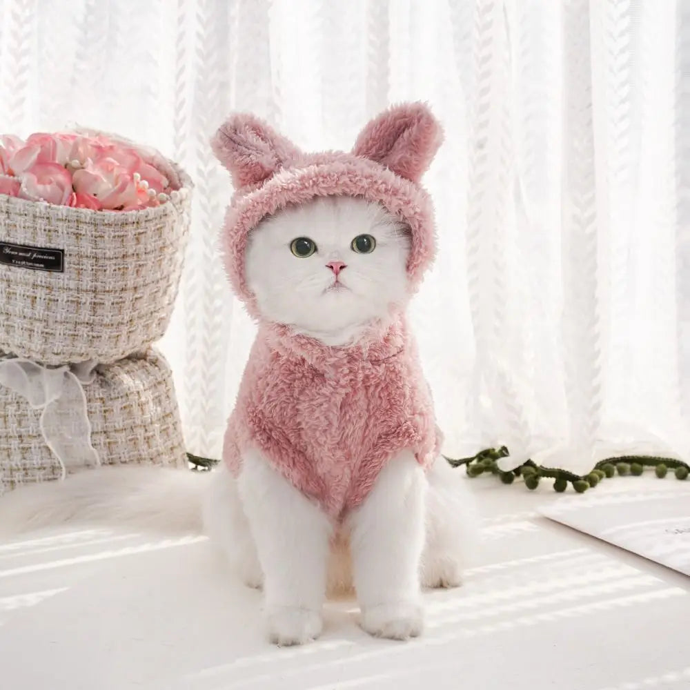 High Quality Autumn Winter Pet Puppy Cat Clothes Plush Rabbit Ears Coat Soft Warm Pet Supplies