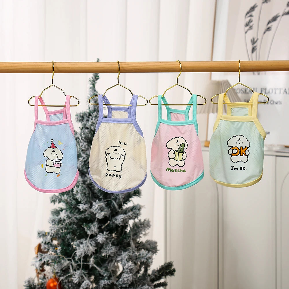 Pet Cool Clothes with Small Straps for Spring and Summer Cool and Breathable Ice Silk Straps for Cats and Dogs Cooling and Com