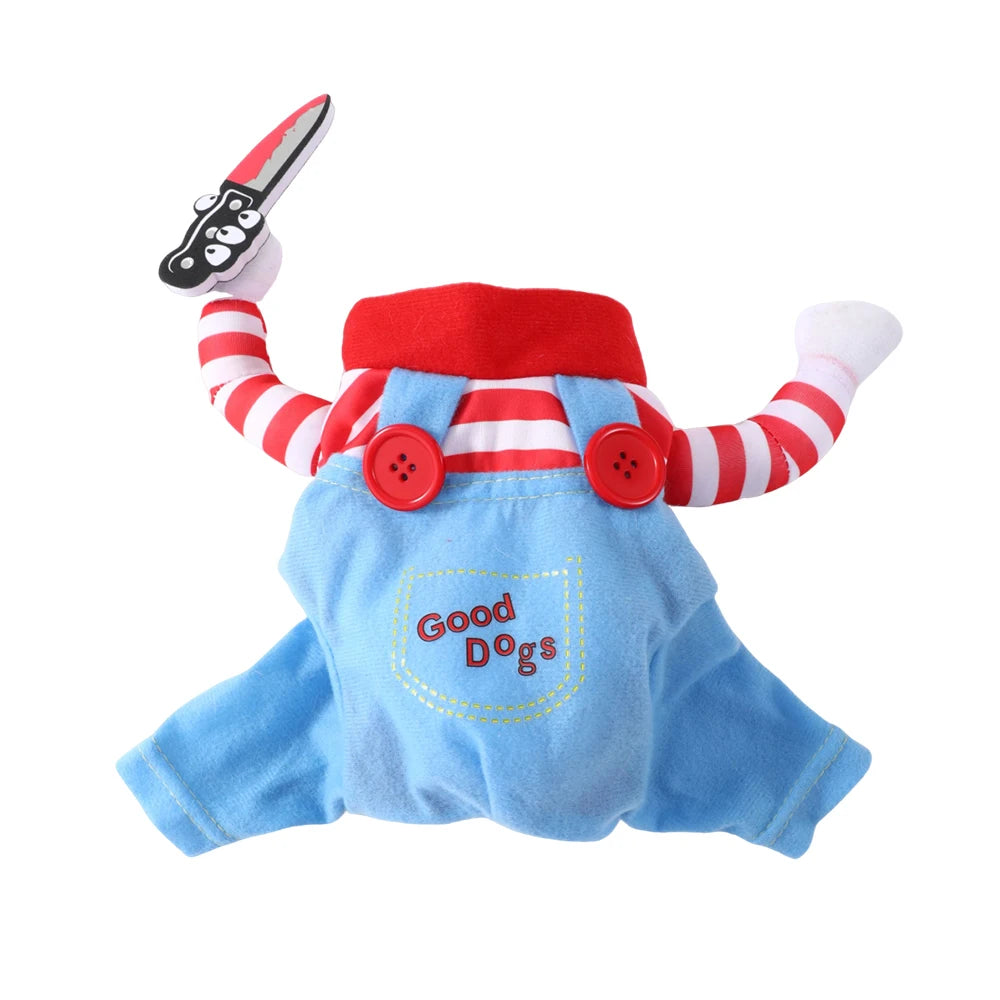 Funny Halloween Pet Costume Cat Cosplay Clothes Holding Knife Puppy Kitten Festival Dress Up Apparel Shirt Cats Dogs Party Gifts