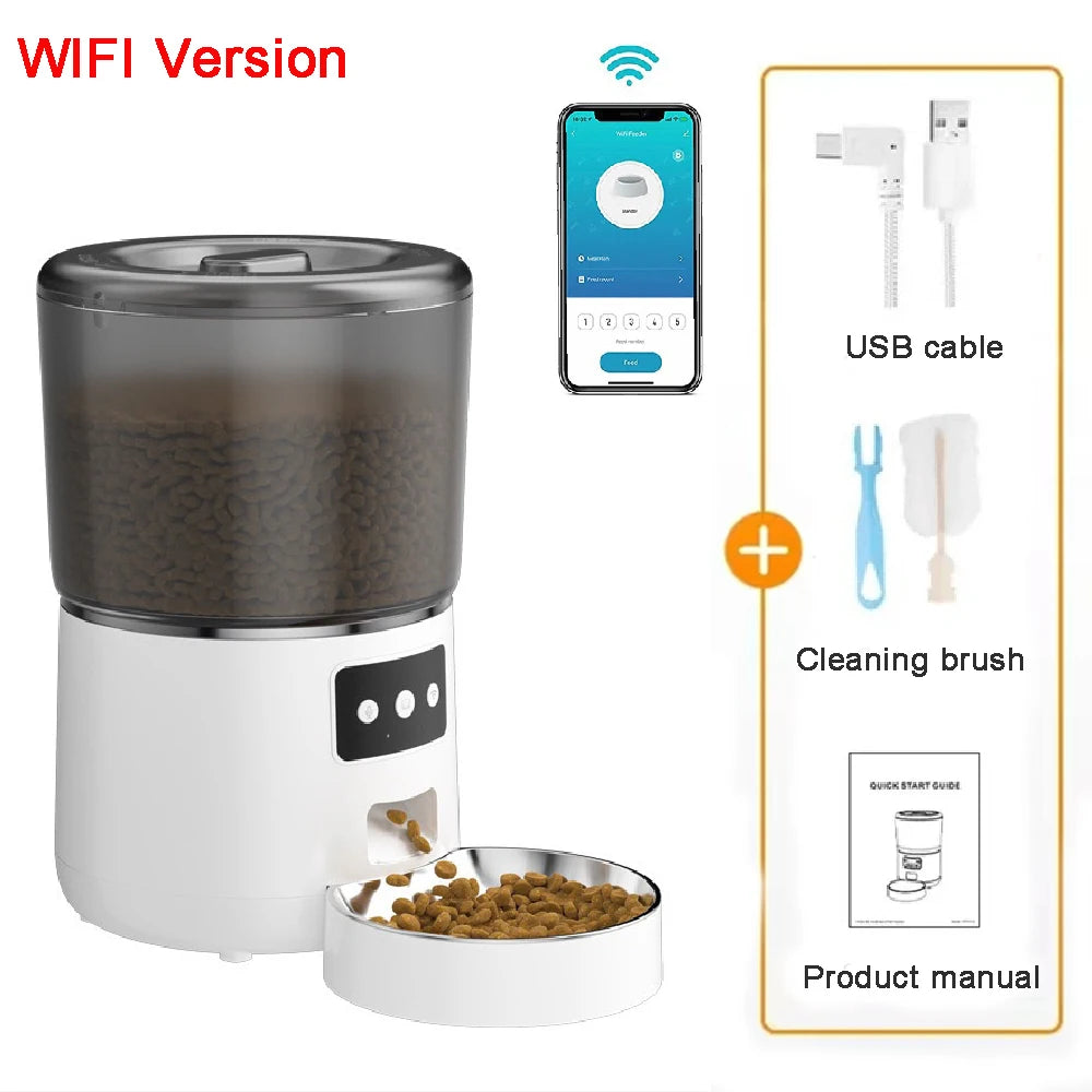 Automatic Pet Feeder 4L Capacity Smart Timer Tuya Control Food Dispenser with Stainless Steel Bowl Dogs Cats Feeding Supplies