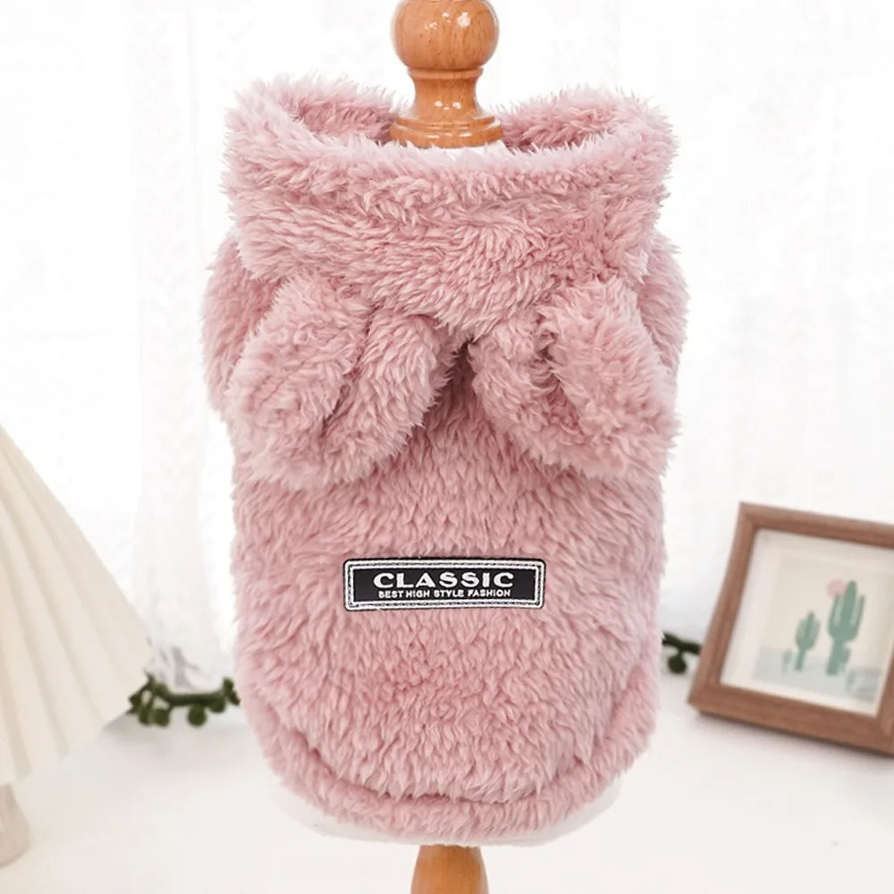 High Quality Autumn Winter Pet Puppy Cat Clothes Plush Rabbit Ears Coat Soft Warm Pet Supplies