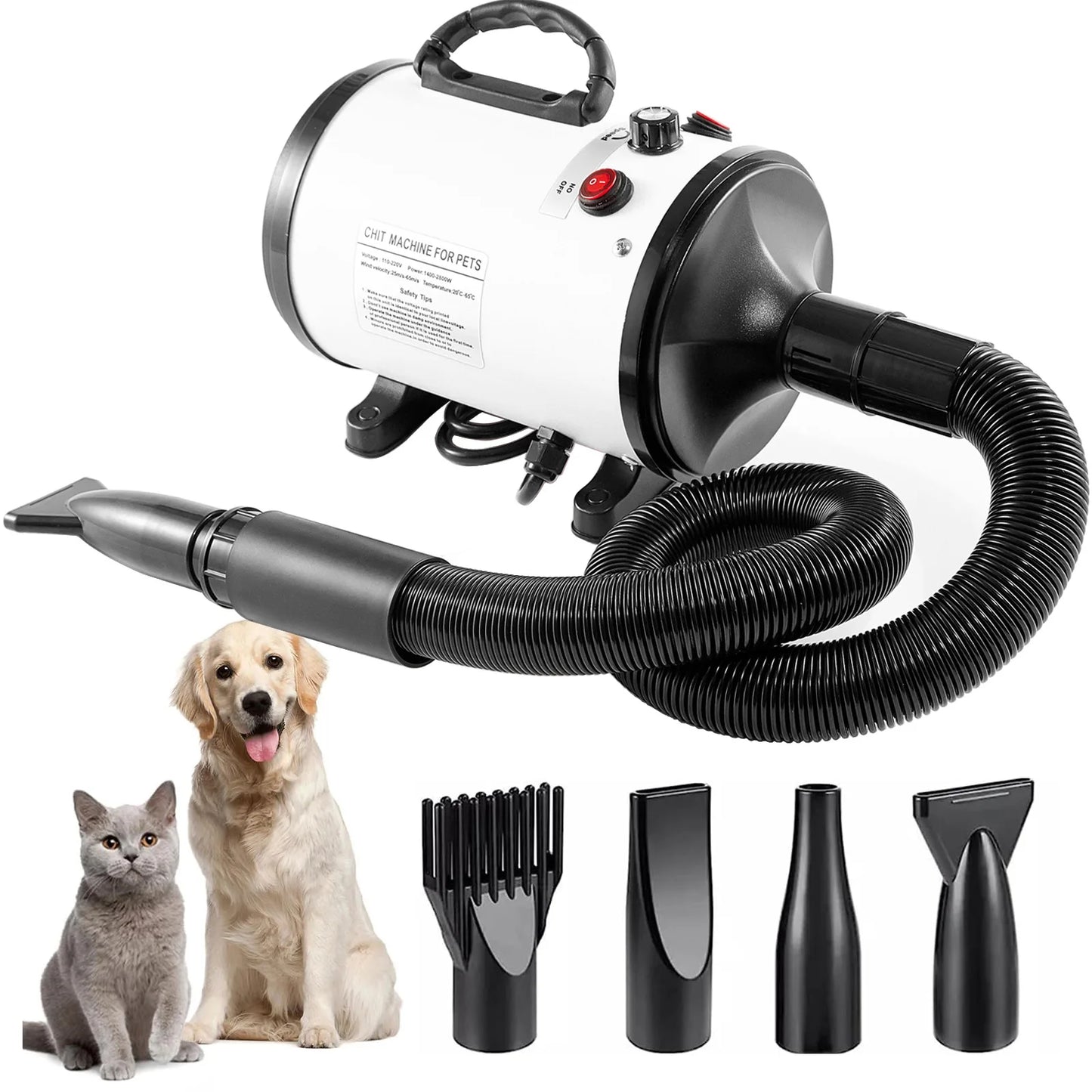 2800W Hair Dryer for Dogs Pet Grooming Blower Warm Wind Secador Fast Silent Pet Dryer Drying Machine Stepless Speed Regulation