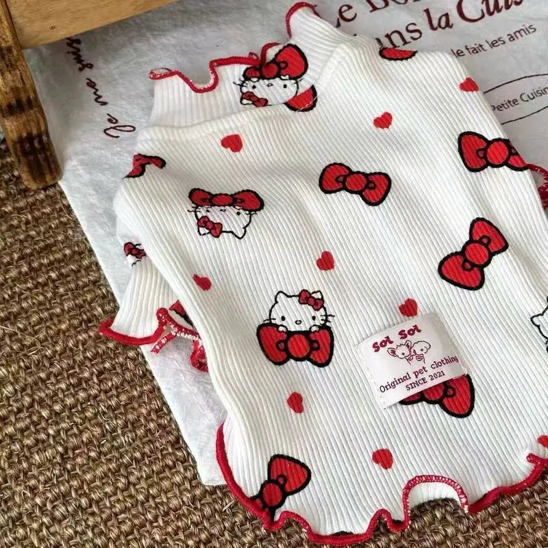 2025 New Pet Clothes Disney Kt Cat Pet Cats And Dogs Anti-Shedding Breathable Cute Bubble Sleeve Shih Tzu Cute Pet Clothes