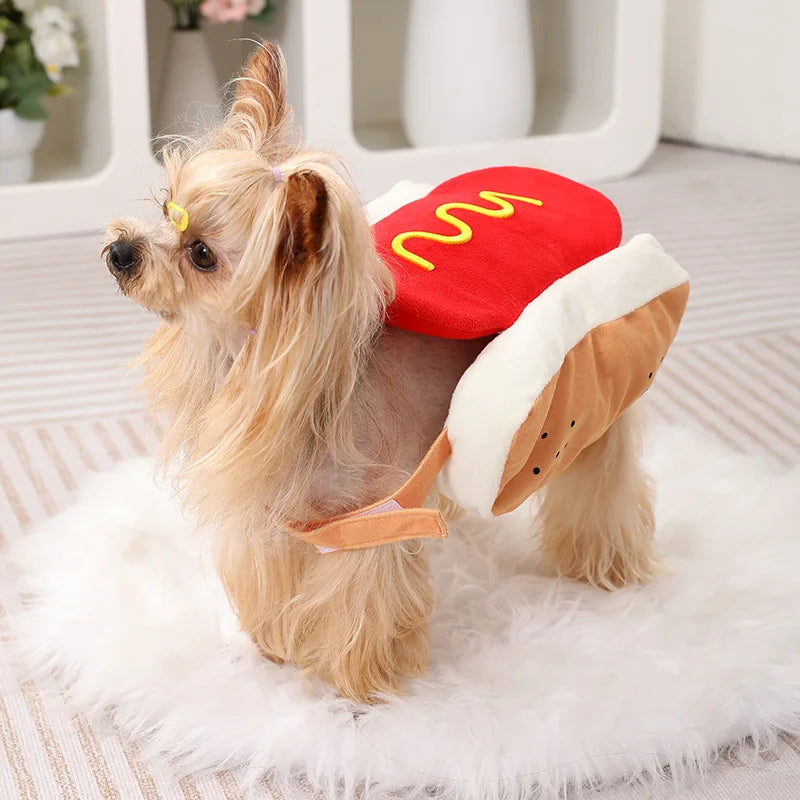 Cosplay Halloween Costumes Hamburger Funny Dachshund Dog Party Cloth Warm Hot Dog Carnival Puppy Clothes For Pets Small Cat
